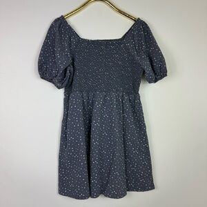 Universal Thread Gray Peplum Midi Dress with Puff Sleeves